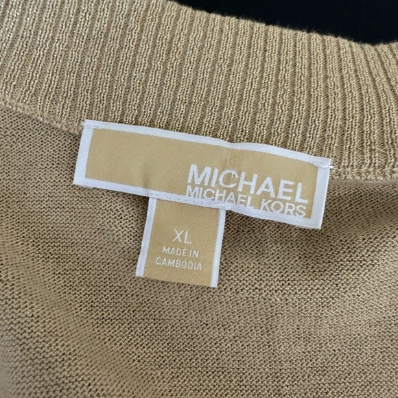 Michael Kors Metallic Gold Long Line Open Front Cardigan size X-Large - Picture 8 of 9